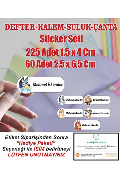 Aysprint Okul Etiketi Kırtasiye Defter Kalem Matara Çanta Kalem Kutu Kişiye Ö...