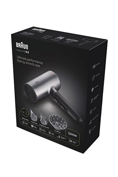 Braun BRHD435E HD4.3 IONTEC Difüzörlü Saç Kurutma Makinesi, 3 Başlıklı, 2200W