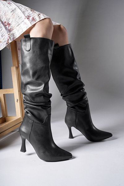 Riccon Damenstiefel mit Absatz 00128511 Black Skin