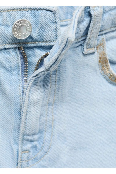 MANGO Kids Paçaları Dikişsiz Denim Şort