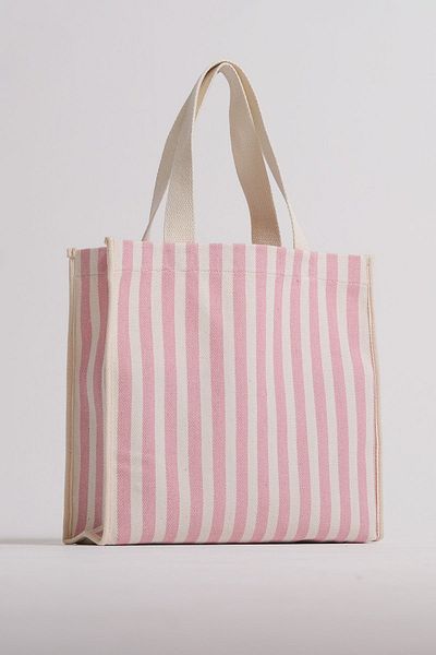 Çantacımstore Women's Striped Handbag Cloth Canvas Fabric Pink