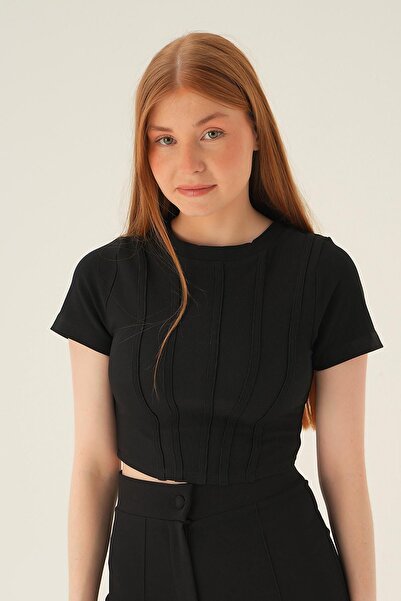 Rays 4167A Bluză neagră cu mânecă scurtă