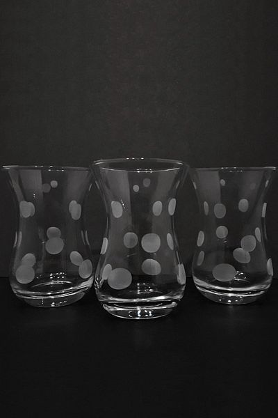 DECOSTYLE 6-Piece Polka Dot Pasabahce Ajda Decorated Tea Cup