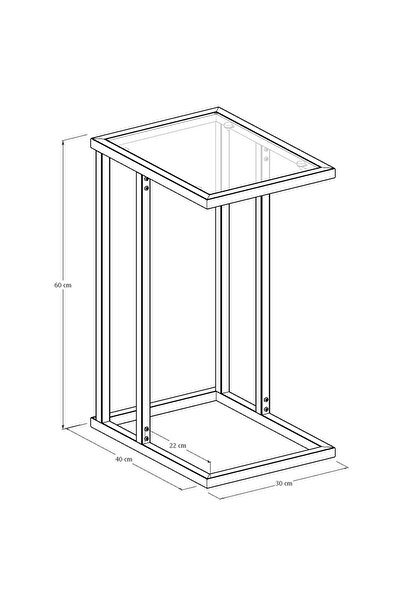 Durusilya Mobilya Camlı C Ayak Sehpa Zigon Sehpa Yan Sehpa