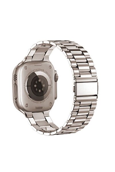 Nezih Case Apple Watch Ultra / Ultra 2 49mm Uyumlu Paslanmaz Çelik Baklalı Me...