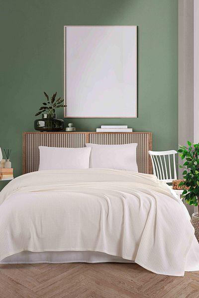 MirCotton بيكيه مزدوج خفيف وقابل للتنفس على شكل قرص العسل - 100% قطن