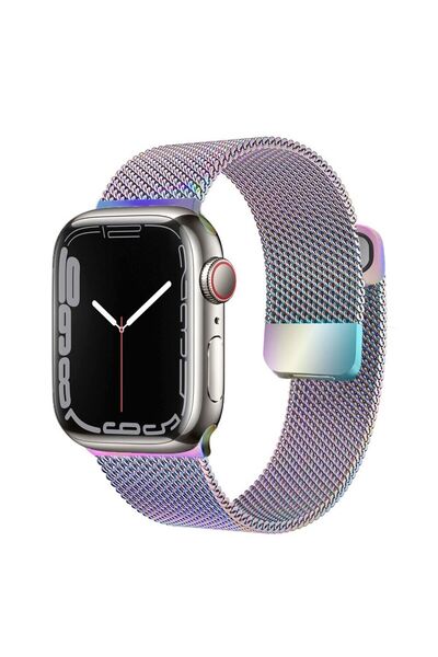Nezih Case Apple Watch Series 1/2/3/4/5/6/7/8/9/ultra/ultra2 42/44/45mm/49mm سوار معدني شبكي من القش