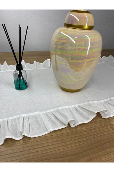 LILYUM Αρχική 100% βαμβακερό ακατέργαστο λινό Frilly Runner 40x110 cm