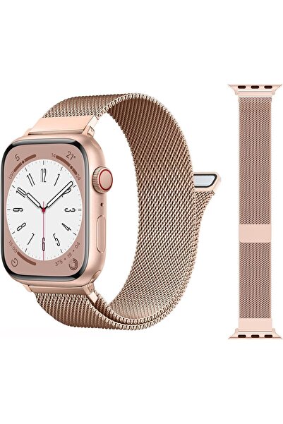 Nezih Case Apple Watch Seri 9 45mm Uyumlu Milanese Loop Magnetic Paslanmaz Çe...