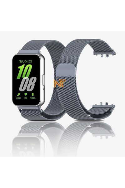 Nezih Case Samsung Galaxy Fit 3 Uyumlu Milanes Tasarım Hasır Örgü Metal Kordon