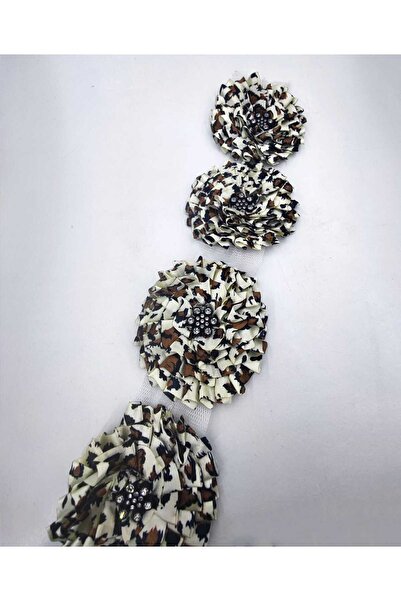 FASHİON DANTEL Saten Kurdele Şerit Taşlı Çiçek Aplik Çeyiz ve Bohça Süsleme 8...