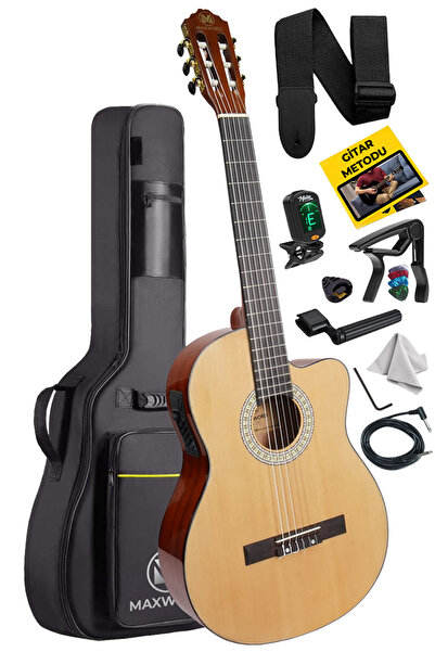 Maxword Maxword X47 Profesyonel Masif Ağaç Ekolayzerli Elektro Klasik Gitar S...