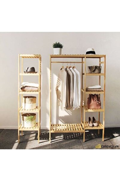 MFG AHŞAP Çok Raflı Açık Gardolap 148x96x30 5 Raflı 148x35x30