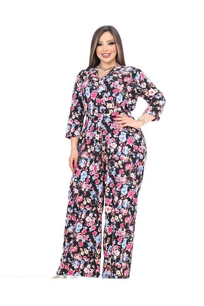 garajmood Plus Size Double-breasted Collar and Floral Wrap Jumpsuit