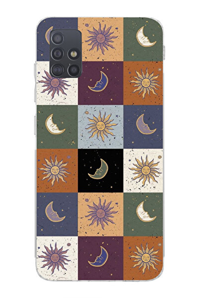 moonset Samsung Galaxy A51 Uyumlu Renkli Ay ve Güneş Tasarımlı Baskılı Şeffaf...