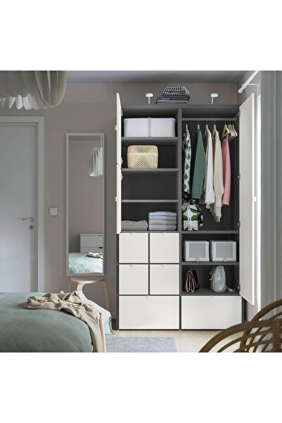 IKEA AKDENİZ gri-beyaz 122x59x216 cm gardırop