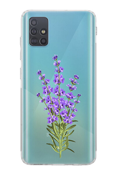 moonset Samsung Galaxy A51 Uyumlu Leylak Tasarımlı Baskılı Şeffaf Telefon Kılıfı