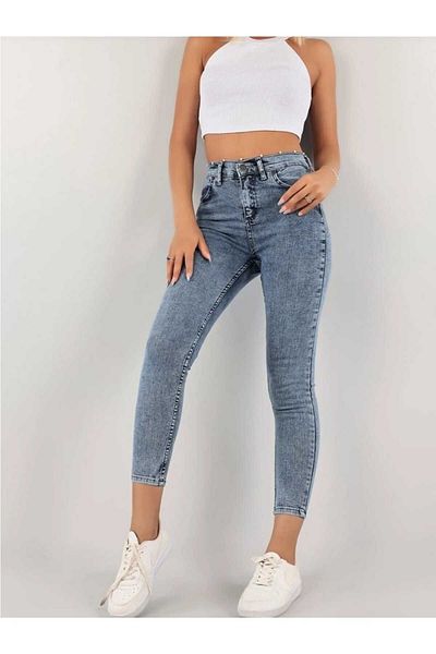 geenz manifacture Linda Light Snow Blue High Waist Slim Skinny Jean
