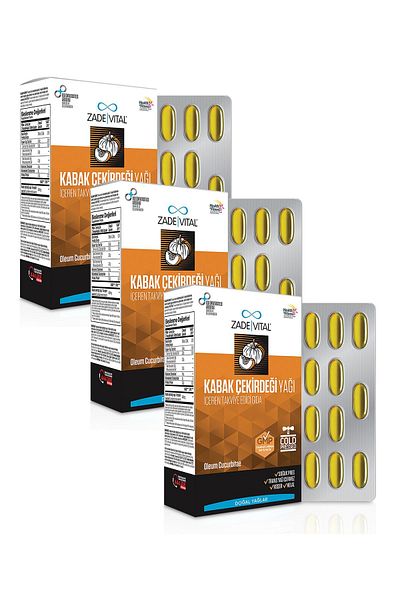 Zade Vital PUMPKIN SEED OIL (Curcurbita pepo, pumpkin) (60 capsules x 3 BOXES)