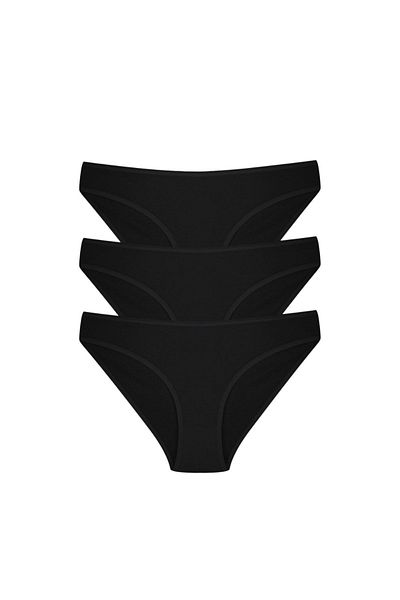 Dominant Black Cotton Dominant Women's Bikini - Pack of 3 Panties