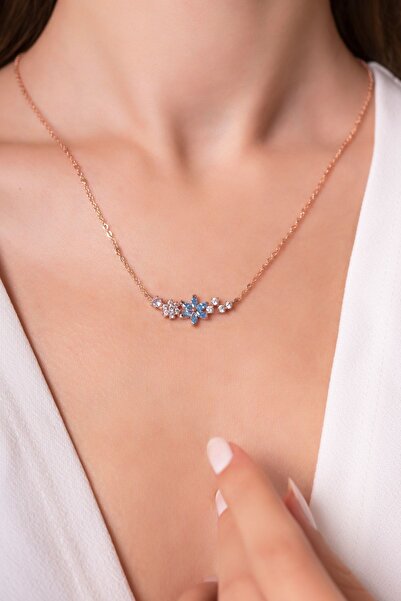 Armes Silver Akua Taşlı Unutma Beni Çiçeği Kolye