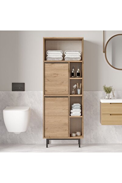 L'occi Concept Leena Banyo Dolabı Çok Amaçlı Dolap 2 Kapaklı Metal Ayaklı Sep...