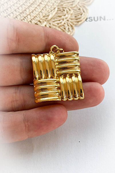 roshel Kare Model Altın Kaplama Kolye Ucu