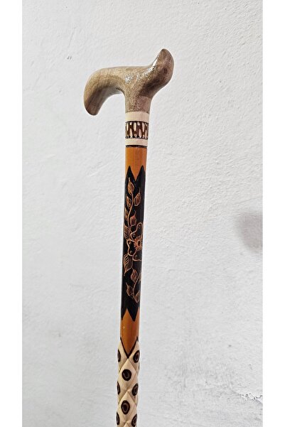 AHŞAPCİTY Devrek Bastonu, Ortopedik Sap(KIZILCIK)