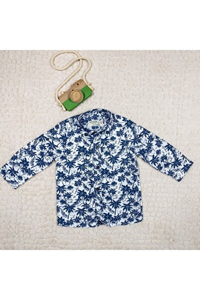 Woorage Erkek Çocuk Pamuklu Palmiye Desenli Gömlek
