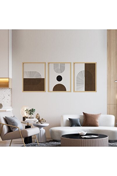 Ayışığı Dizayn طقم لوحات خشبية بإطار بوهو بني مقاس 21 × 30 سم مكون من 3 قطع