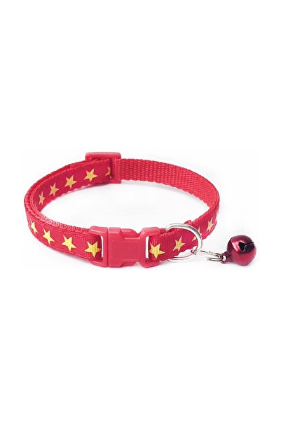 Pineapple Yıldız Desenli Kırmızı Renkli Ayarlanabilir Çıngıraklı Kedi Köpek B...