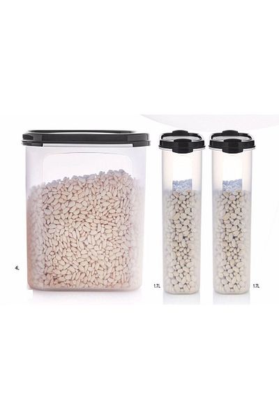 Tupperware 3-Piece Oval Storage Set Black Cover Esc