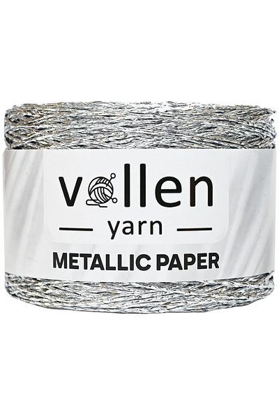 vollen yarn Premium μεταλλικό σχοινί από χαρτί, γυαλιστερό σχοινί τσάντας, 250 gr, πολυεστερικό σχοινί, μεταλλικό στριφτό σχοινί, σχοινί supla, ασημί