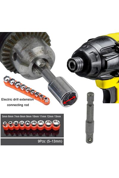 Depolife 9 Pieces 1/4 Socket Socket and Drill Adapter Set