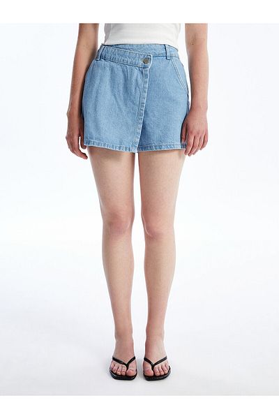 LC Waikiki Fusta pantaloni scurti de jeans pentru femei Standard Fit