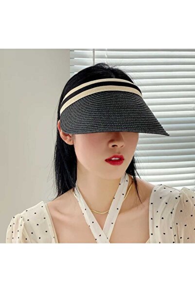 Betülce BETÜLCE Pălărie de paie cu model în dungi cu vizor coroană