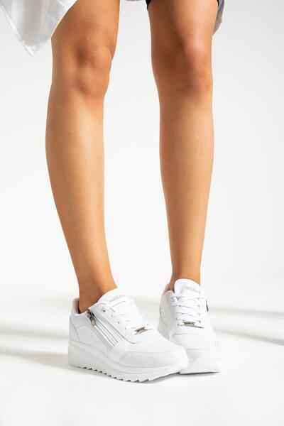 MELAMS High Sole Women's Sneakers with Zipper and Laces, Comfortable Sole, Thick Sole