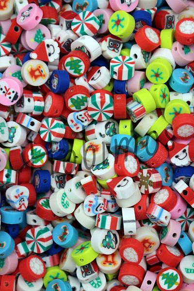 Hobimos 25 τεμάχια πολυμερούς πηλού Fimo Beads - Πρωτοχρονιάτικες φιγούρες κοσμήματα