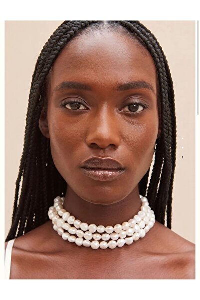 babel Gerçek Barok İnci Kadın Choker Modern Kolye