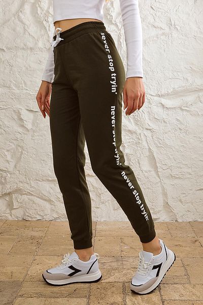 ESPİNA Pantaloni de jogging pentru femei, cu imprimeu lateral, cu picioare elastice