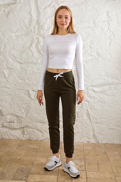 ESPİNA Pantaloni de jogging pentru femei, cu imprimeu lateral, cu picioare elastice