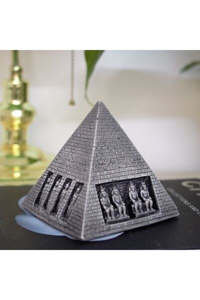 EYAZ BETON DEKOR Mısır Piramit Beton Obje-ev Dekorasyon-hediyelik-biblo-tütsü...