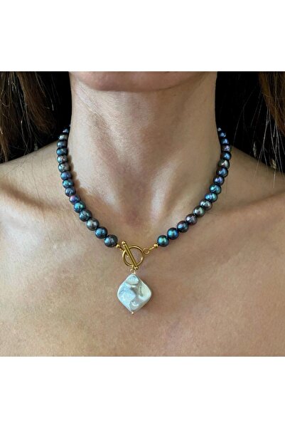 dalya Barok İnci Uçlu Siyah İnci Kolye