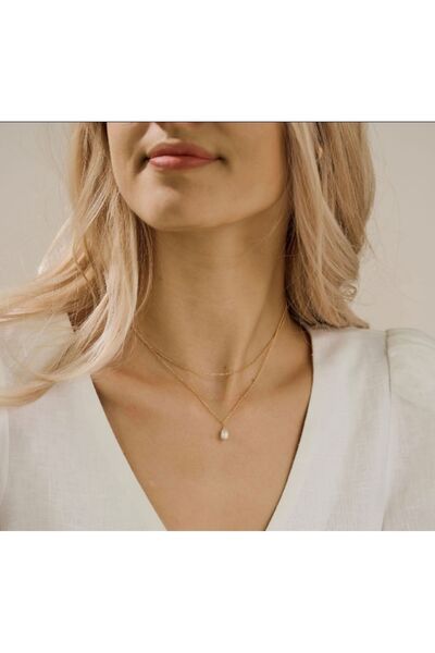 dalyatelıer Çift Zincirli Gerçek İnci Kolye