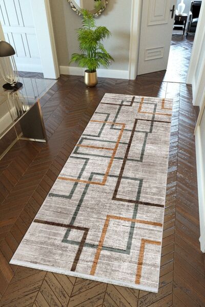 10 Post Online Maro și gri Slim Digital B cu imprimeu Way - Covor de hol cu ​...