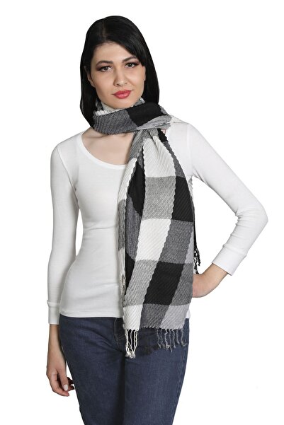 Mystic Siyah Beyaz Multi pamuklu Ekose Şal