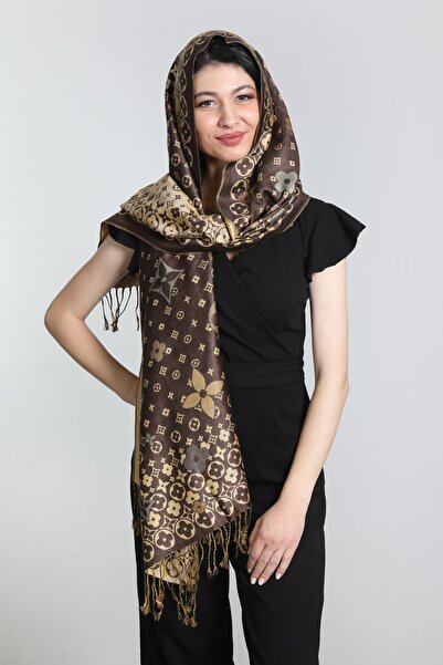 Mystic Kahve Gold Pashmina Şal