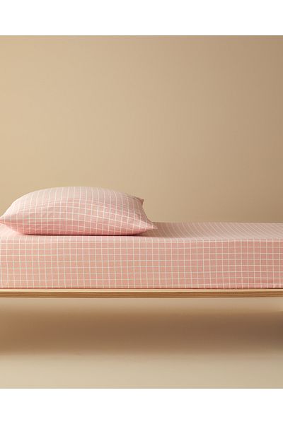 English Home Set de cearșafuri pentru copii din bumbac de culoare pudră - linie pură