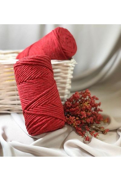 EBMA HOBİ Cotton Macrame Scanning Rope - 3 Mm - Red (1 Piece)