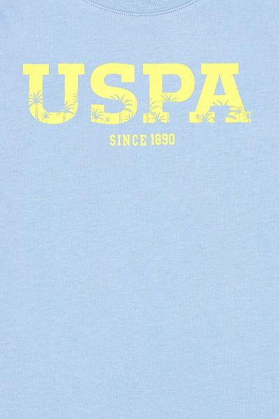 U.S. Polo Assn. Тениска за момче с шарка на цвете от нар - с кръгло деколте